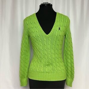 Ralph Lauren Sport Cable Knit V Neck Sweater
